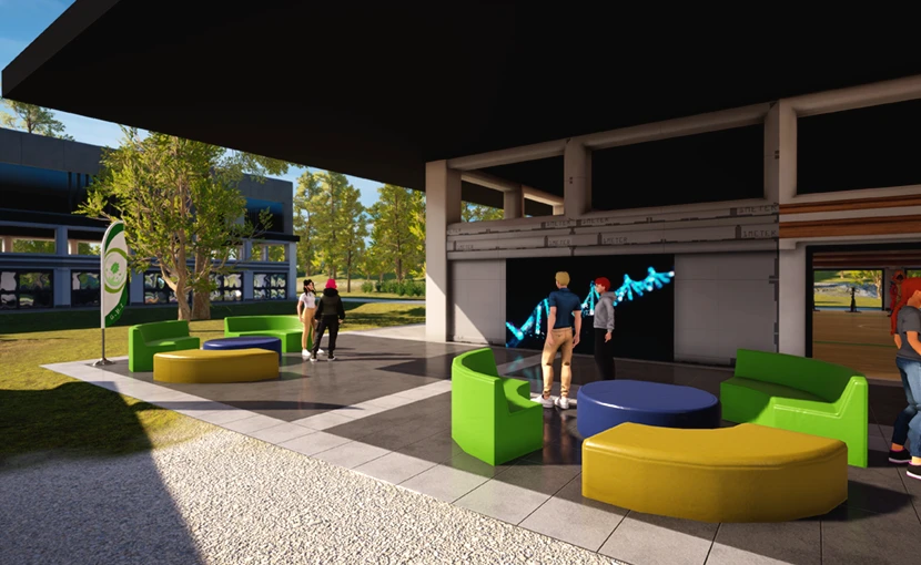 Immagine della scuola digitale, studenti all'aperto nell'area ricreativa.